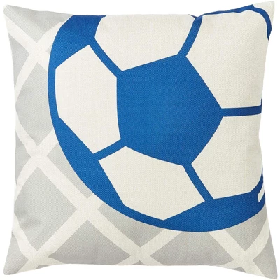Set Of 4 Sports Theme Decorative Throw Pillow Covers Cushion Case Protector, Standard Size 18 X 18 Square, Blue/White 2 Set Of 4 Sports Theme Decorative Throw Pillow Covers Cushion Case Protector, Standard Size 18 X 18 Square, Blue/White - Image 2