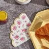 Juvale 50 Pack Vintage Floral Paper Disposable Party Napkins, Scalloped Edge, 3 Ply