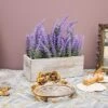 Artificial Lavender Fake Flower Plant In Rustic Pot Wooden Box For Decorations