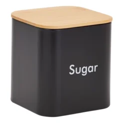 Juvale 3 Piece Set Sugar Tea Coffee Kitchen Canister Set, Black Kitchen Canisters With Bamboo Lids (48 Oz) -Juvale GUEST 8597527b 6b49 4809 80da fee373cbd8b9