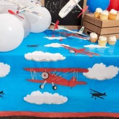 Juvale 3-Pack Airplane Disposable Plastic Table Cloth Tablecloth Party Supplies