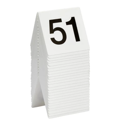 Set Of 25 Acrylic Table Numbers For Wedding Reception, Plastic Tent Cards Numbered 51-75 For Restaurants, Banquets (3 X 2.75 X 2.5 In) 2 Set Of 25 Acrylic Table Numbers For Wedding Reception, Plastic Tent Cards Numbered 51-75 For Restaurants, Banquets (3 X 2.75 X 2.5 In) - Image 2