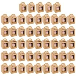 Juvale Single Cupcake Boxes With Inserts, Individual Disposable Kraft Paper Containers For Pastry, Dessert (3.7 X 4.2 X 3.7 In, 50 Pack) -Juvale GUEST 8799a103 627d 41a9 b82e cfeb6922a625