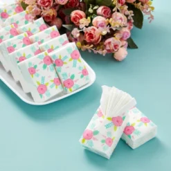 Juvale 60 Pack Small Individual Tissue Packs For Wedding Party Favors, Travel-Size Pocket Tissues, Bulk, 10 Sheets Each, 3 X 2 In