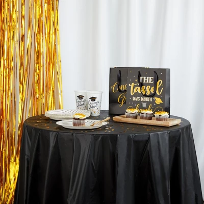 Juvale 12 Pack Round Disposable Plastic Tablecloth Table Cover, Class Of 2022 Graduation Party Supplies Decorations, 84 In 2 Juvale 12 Pack Round Disposable Plastic Tablecloth Table Cover, Class Of 2022 Graduation Party Supplies Decorations, 84 In - Image 2