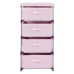 Juvale Fabric Drawer Dresser Storage Organizer Chest Tower With 4 Clothes Drawers Bins For Bedroom, Nursery, Closet, Pink 16.5x13 In -Juvale GUEST 88908523 1219 4364 bc00 e909528f449d
