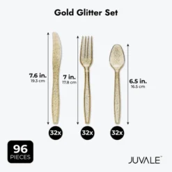Juvale 96-Pcs Gold Plastic Silverware For Weddings, Birthday Parties, Graduation, Disposable Cutlery Includes Forks, Spoons, Knives (Serves 32) 13 Juvale 96-Pcs Gold Plastic Silverware For Weddings, Birthday Parties, Graduation, Disposable Cutlery Includes Forks, Spoons, Knives (Serves 32) -Juvale GUEST 8970e97c f80d 4b97 a2bd 15e909c9f65b