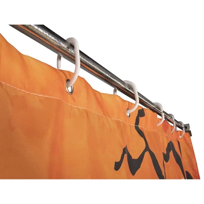 Juvale Halloween Bathroom Shower Curtain With Hooks, Orange And Black (72 X 72 In) 2 Juvale Halloween Bathroom Shower Curtain With Hooks, Orange And Black (72 X 72 In) - Image 2
