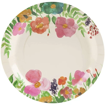 Juvale 80-Pack Floral Watercolor Flowers Disposable Paper Plates 9" Party Supplies 4 Juvale 80-Pack Floral Watercolor Flowers Disposable Paper Plates 9" Party Supplies - Image 4
