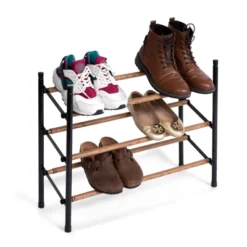 Juvale Free Standing 3 Tier 18 Pair Shoe Rack Shelf Organizer For Entryway Closet, 24"-45" Expandable, Black & Oak Grain Metal 10 Juvale Free Standing 3 Tier 18 Pair Shoe Rack Shelf Organizer For Entryway Closet, 24"-45" Expandable, Black & Oak Grain Metal -Juvale GUEST 8ec142dc 49e4 41f4 9d73 c0b4d6b9ada5