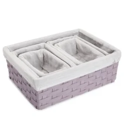Juvale 5 Piece Set Woven Nesting Storage Baskets, Decorative Wicker Bins For Organizing, Lavender, 3 Sizes 14 Juvale 5 Piece Set Woven Nesting Storage Baskets, Decorative Wicker Bins For Organizing, Lavender, 3 Sizes -Juvale GUEST 8f96203f 99f5 495f bc81 ef6742cf582e