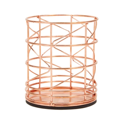 Juvale 2 Pack Rose Gold Pen Holder, Metal Wire Pink Pencil Holder For Desk, Office And School Supplies, Makeup Brush Organizer For Vanity, 3.6 X 4 In 6 Juvale 2 Pack Rose Gold Pen Holder, Metal Wire Pink Pencil Holder For Desk, Office And School Supplies, Makeup Brush Organizer For Vanity, 3.6 X 4 In - Image 6
