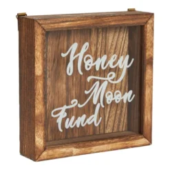 Juvale Wood Cursive Honeymoon Fund Box Wedding Gifts, Wall Mounted Shadow Piggy Bank, Newly Wed Rustic Home Decoration, Vacation Supplies, 7 X 7 In -Juvale GUEST 91973c22 09de 4a20 9e91 d008aed244f6