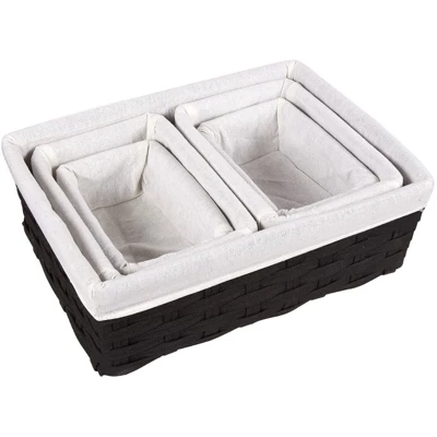 Juvale Wicker Nesting Baskets With Liners, Black Storage Organizers For Shelves (5 Piece Set) 2 Juvale Wicker Nesting Baskets With Liners, Black Storage Organizers For Shelves (5 Piece Set) - Image 2