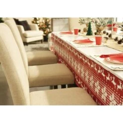 Juvale 3 Pack Reindeer Plastic Tablecloth For Holiday And Christmas Party (54 X 108 In)