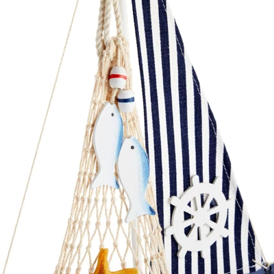Juvale Wooden Sailing Boat Home Decor, Beach Nautical Design Sailboat With Ship's Wheel, 13 X 15 X 3 In 2 Juvale Wooden Sailing Boat Home Decor, Beach Nautical Design Sailboat With Ship's Wheel, 13 X 15 X 3 In - Image 2