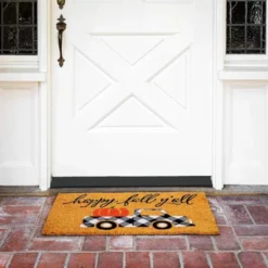 Farmlyn Creek Happy Fall Y'all Doormat For Thanksgiving, Coir Welcome Door Mat For Autumn, 17 X 30 Inches