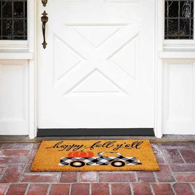 Farmlyn Creek Happy Fall Y'all Doormat For Thanksgiving, Coir Welcome Door Mat For Autumn, 17 X 30 Inches 1 Farmlyn Creek Happy Fall Y'all Doormat For Thanksgiving, Coir Welcome Door Mat For Autumn, 17 X 30 Inches