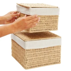 Juvale Juvale 2-Pack Storage Basket With Lids, Wicker Shelf Baskets For Bathroom Organization And Home Décor (2 Sizes) -Juvale GUEST 9be90d6a 7310 4483 9310 94235350146a