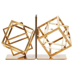 Juvale Decorative Gold Bookends With Square Metal Geometric Design, For Books, Magazines, Journals, Slip-Resistant Pads (5x6x3 In) -Juvale GUEST 9c23fc19 b425 4a5b b38f bc9b105e7cd1