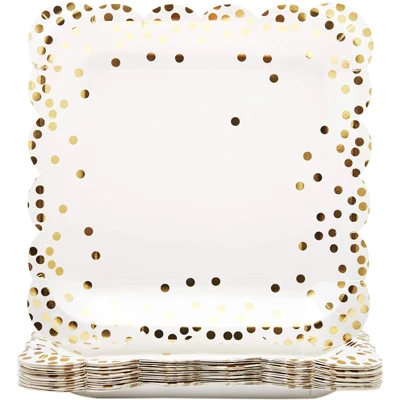 Juvale 48-Pack Square Disposable Paper Plates For Parties And Dinners, Gold, 9 Inches 2 Juvale 48-Pack Square Disposable Paper Plates For Parties And Dinners, Gold, 9 Inches - Image 2