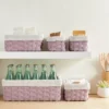 Juvale 5 Piece Set Woven Nesting Storage Baskets, Decorative Wicker Bins For Organizing, Lavender, 3 Sizes