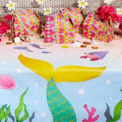 Juvale 3-Pack Mermaid Disposable Plastic Table Cover Tablecloth Party Supplies 54 X 108 In 1 Juvale 3-Pack Mermaid Disposable Plastic Table Cover Tablecloth Party Supplies 54 X 108 In