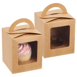 Juvale Single Cupcake Boxes With Inserts, Individual Disposable Kraft Paper Containers For Pastry, Dessert (3.7 X 4.2 X 3.7 In, 50 Pack) -Juvale GUEST 9ca34e1c 0ada 4a10 8775 573c21030f64