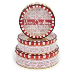 Juvale Set Of 3 Merry Christmas Cookie Tins With Lids For Gift Giving, Round Nesting Holidays Containers, 3 Sizes -Juvale GUEST 9d064ce8 be8b 4533 958f a43e60cd6016