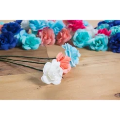 Juvale Artificial Flower Heads - 60-Pack Fabric Fake Flowers For Wedding Decorations, Baby Showers, DIY Crafts, Mixed Colors, 1.5 X 1.5 X 1.2 Inches