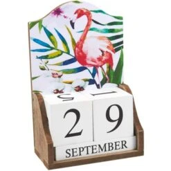 Wooden Desk Calendar - Wooden Block Perpetual Calendar For Home And Office Desk Decor, Flamingo Design, 5.5 X 8.75 X 3 Inches -Juvale GUEST 9ee4ee2f 918b 479b be2c 9e98f3f7a263
