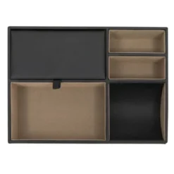 Juvale 5 Compartment Black Faux Leather Mens Valet Catchall Tray, Dresser Top Organizer Station For Wallet & Keys, 10 X 7.3 X 2 In. -Juvale GUEST 9fd62e82 e448 4c2e 8ebb dc87c6a25e6b