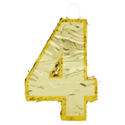 Blue Panda Gold Foil Number 4 Pinata For 4th Birthday Party Decorations, Anniversary Celebrations (15.5 X 11 X 3 In) -Juvale GUEST a02f1979 f35a 4cda 962c 0e0eae02a9aa