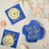 Blue Panda 50 Pack Nauti Bachelorette Disposable Napkins For Bridal Shower, Blue With Gold Foil Accents, 5x5 In