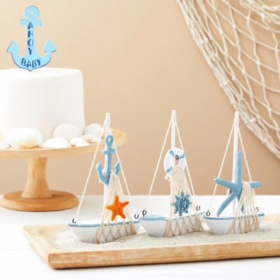 Juvale Set Of 4 Nautical Baby Shower Decorations For Boy-Themed Spaces, Miniature Sailboat Sea Decorations For Home Bathroom, Nursery, 5 X 7 In 2 Juvale Set Of 4 Nautical Baby Shower Decorations For Boy-Themed Spaces, Miniature Sailboat Sea Decorations For Home Bathroom, Nursery, 5 X 7 In - Image 2
