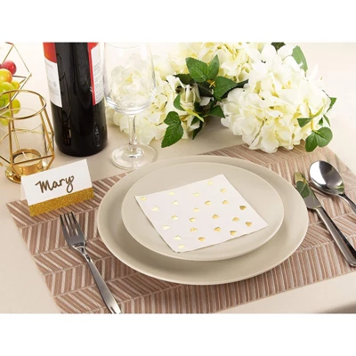 Juvale 50 Pack Gold Heart Cocktail Disposable Paper Napkins Party Supplies, 5 X 5 Inches 2 Juvale 50 Pack Gold Heart Cocktail Disposable Paper Napkins Party Supplies, 5 X 5 Inches - Image 2