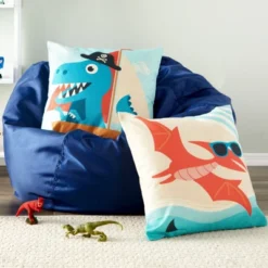 Juvale 4 Pack Dinosaur Decorative Kids Throw Pillow Covers 18x18 In, 4 Dino Designs