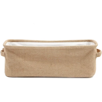 Juvale Brown Jute Fabric Storage Bin Basket Container Cubes Organizer With Handles Rectangular 16"x6"x5.25" 5 Juvale Brown Jute Fabric Storage Bin Basket Container Cubes Organizer With Handles Rectangular 16"x6"x5.25" - Image 5