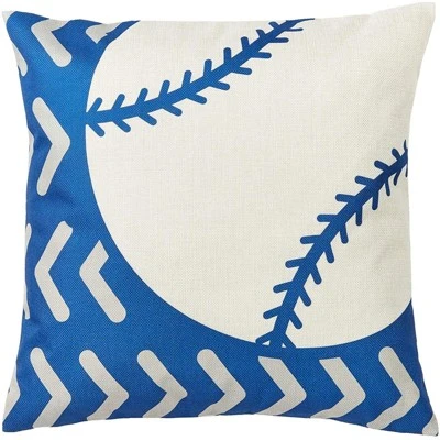 Set Of 4 Sports Theme Decorative Throw Pillow Covers Cushion Case Protector, Standard Size 18 X 18 Square, Blue/White 3 Set Of 4 Sports Theme Decorative Throw Pillow Covers Cushion Case Protector, Standard Size 18 X 18 Square, Blue/White - Image 3