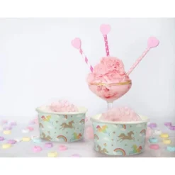 Juvale 100 Count Rainbow Unicorn Disposable Paper Ice Cream Sundae Cups Yogurt Dessert Bowls 8 Oz Party Supplies