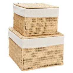 Juvale Juvale 2-Pack Storage Basket With Lids, Wicker Shelf Baskets For Bathroom Organization And Home Décor (2 Sizes) -Juvale GUEST a4957b5b c5ac 4fba be44 c706cfe1fb74