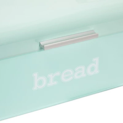 Juvale Stainless Steel Bread Box For Kitchen Countertop, Large Bread Box Bagel Bin For 2 Loaves, English Muffins, Mint Green, 17 X 9 X 6.5 In 5 Juvale Stainless Steel Bread Box For Kitchen Countertop, Large Bread Box Bagel Bin For 2 Loaves, English Muffins, Mint Green, 17 X 9 X 6.5 In - Image 5