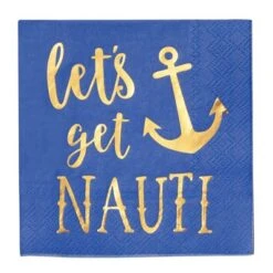 Blue Panda 50 Pack Nauti Bachelorette Disposable Napkins For Bridal Shower, Blue With Gold Foil Accents, 5x5 In -Juvale GUEST a84c81d0 11bd 451c 9ba3 f0c0262744a0