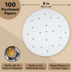 Juvale 100 Pack Parchment Paper Rounds With Holes For Air Fryer Basket, Air Fryer Liners, 8 Inch Perforated Bamboo Steamer Liner Sheets, White -Juvale GUEST a8eefb0b 53d8 4d31 9a02 1a4e5b2953aa