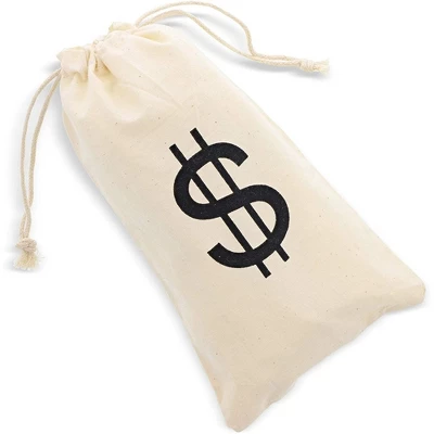 Juvale 7" Set Of 12 Money Bag Pouches With Drawstring Closure Canvas Cloth And Dollar Sign Design For Toy Party Favors 3 Juvale 7" Set Of 12 Money Bag Pouches With Drawstring Closure Canvas Cloth And Dollar Sign Design For Toy Party Favors - Image 3