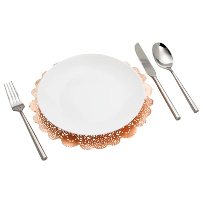 Juvale 100 Pack Metallic Copper Orange Placemats, Round Paper Lace Doilies For Place Settings, Desserts, Formal Events, 10 In 2 Juvale 100 Pack Metallic Copper Orange Placemats, Round Paper Lace Doilies For Place Settings, Desserts, Formal Events, 10 In - Image 2