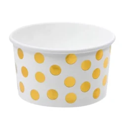 Juvale 100 Pack Paper Ice Cream Cups, Disposable Dessert Bowls With Gold Polka Dots For Sundae Bar, Frozen Yogurt, White, 8 Oz -Juvale GUEST ac930d93 456c 42bc b369 c6e81bb0fbf1
