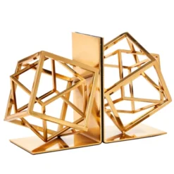 Juvale Decorative Gold Bookends With Square Metal Geometric Design, For Books, Magazines, Journals, Slip-Resistant Pads (5x6x3 In) -Juvale GUEST ac99f893 8812 4095 bf71 794b4aa3ac45