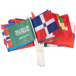 Juvale 72 Pack International World Country Handheld Stick Flag For Party Decor, Parades, Festival, 7.5 X 5.2 In