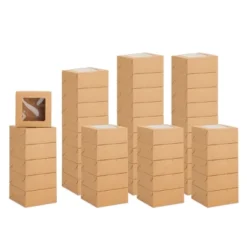 Juvale 50 Pack Kraft Pastry Boxes With Window, Cupcake Box For Bakery, Cookies, 6 X 2.5 Inches -Juvale GUEST ae3f1c76 fd3f 4c4f 9f9d 883cec43fa79